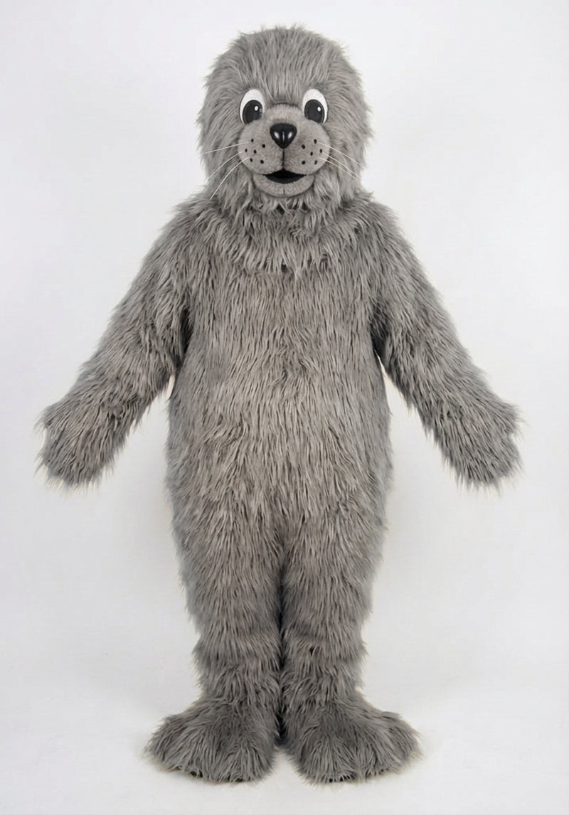 Brown Seal Mascot - Long fur / Grey mascot costume