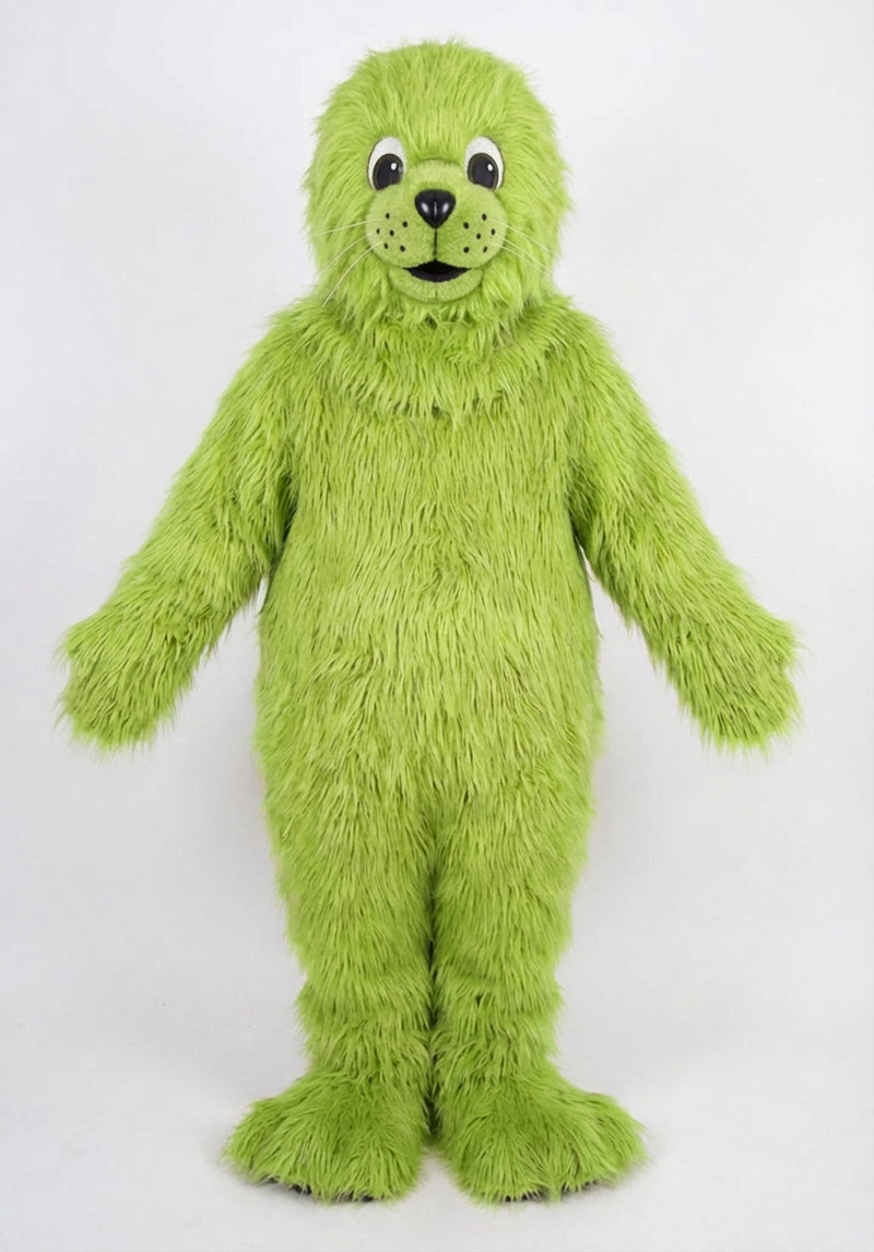 Brown Seal Mascot - Long fur / Lime mascot costume