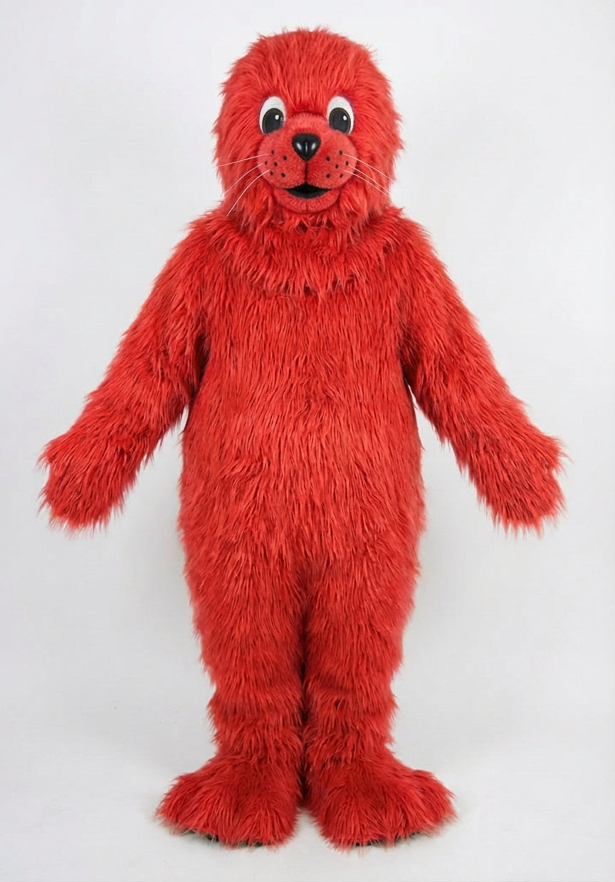 Brown Seal Mascot - Long fur / Red mascot costume