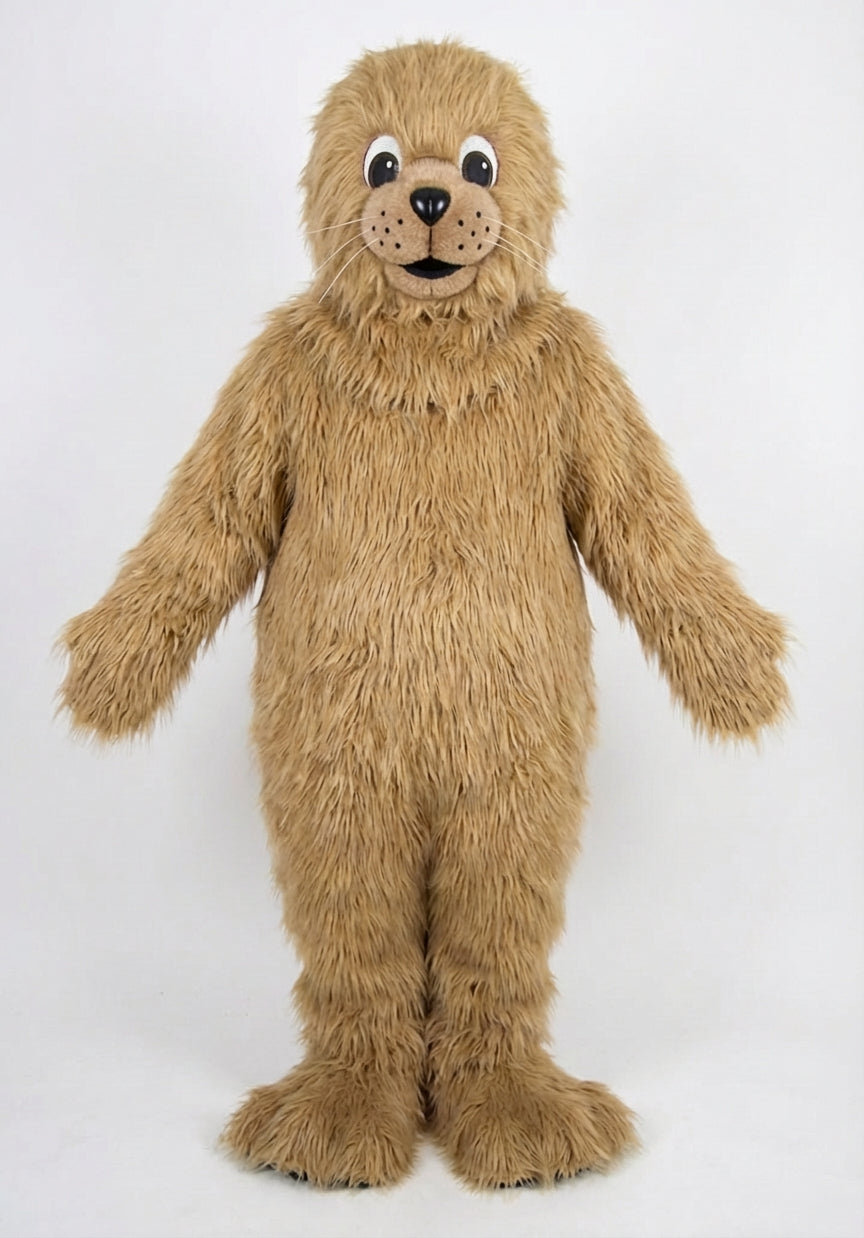 Brown Seal Mascot - Long fur / Tan mascot costume