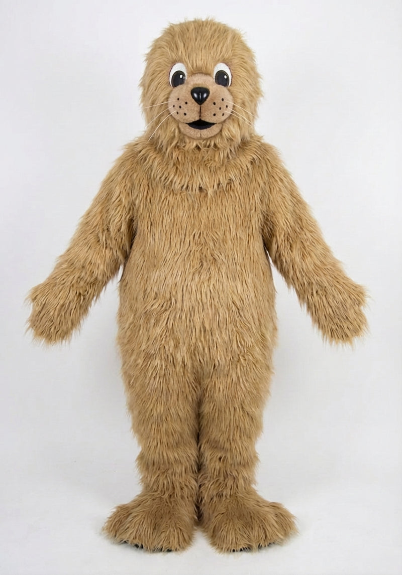 Brown Seal Mascot - Long fur / Tan mascot costume