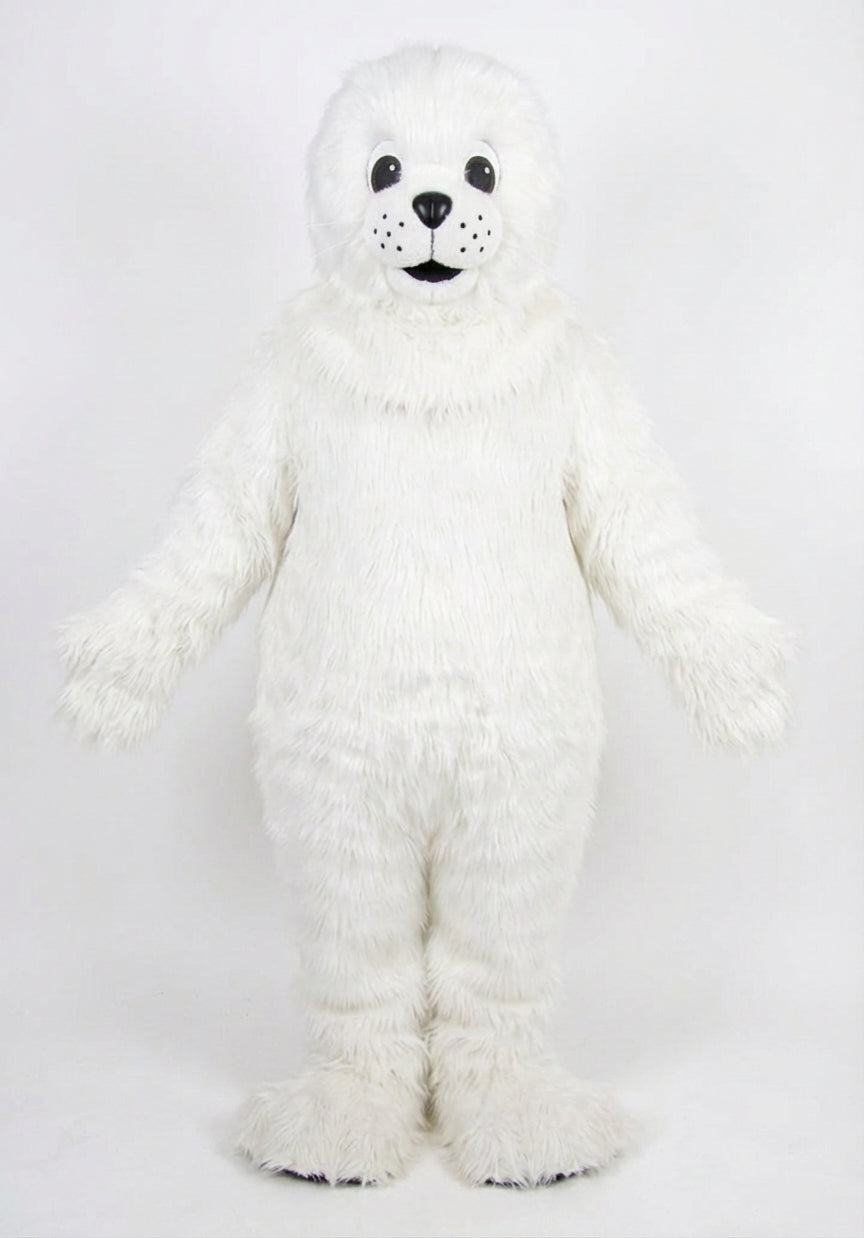 Brown Seal Mascot - Long fur / White mascot costume