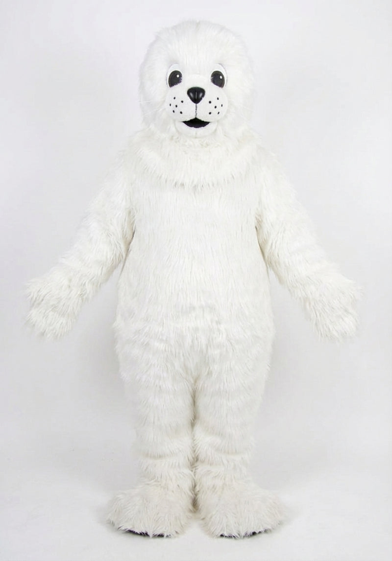 Brown Seal Mascot - Long fur / White mascot costume