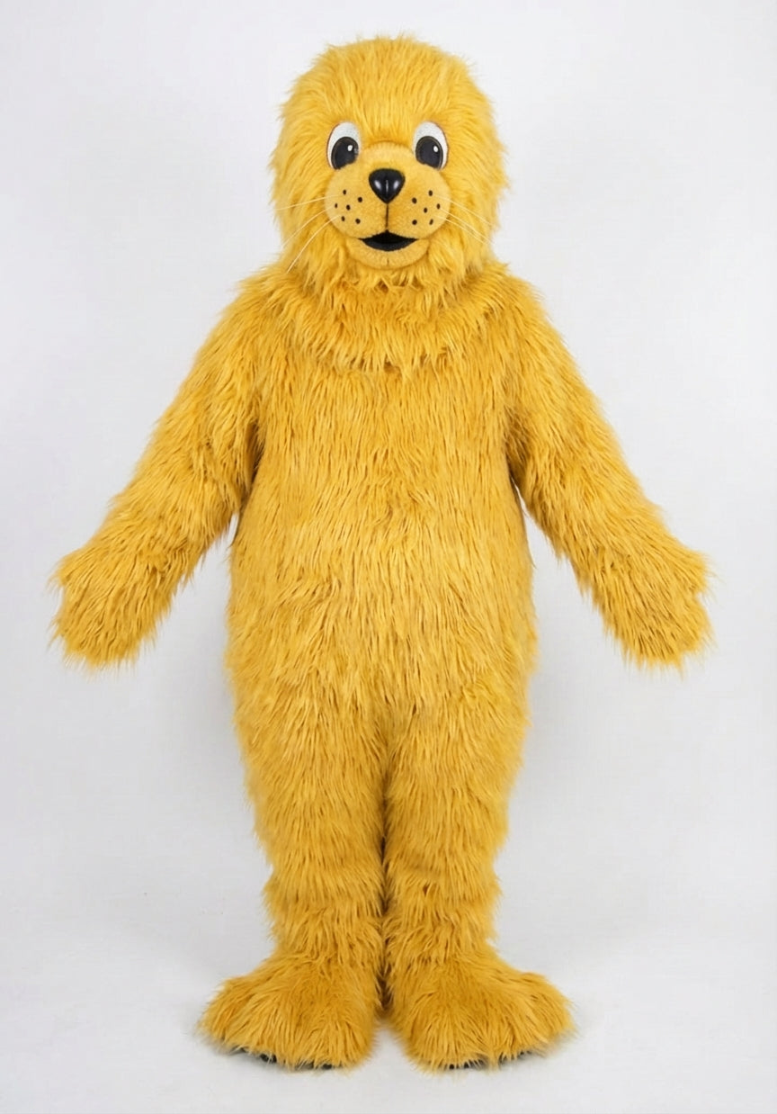 Brown Seal Mascot - Long fur / Yellow mascot costume