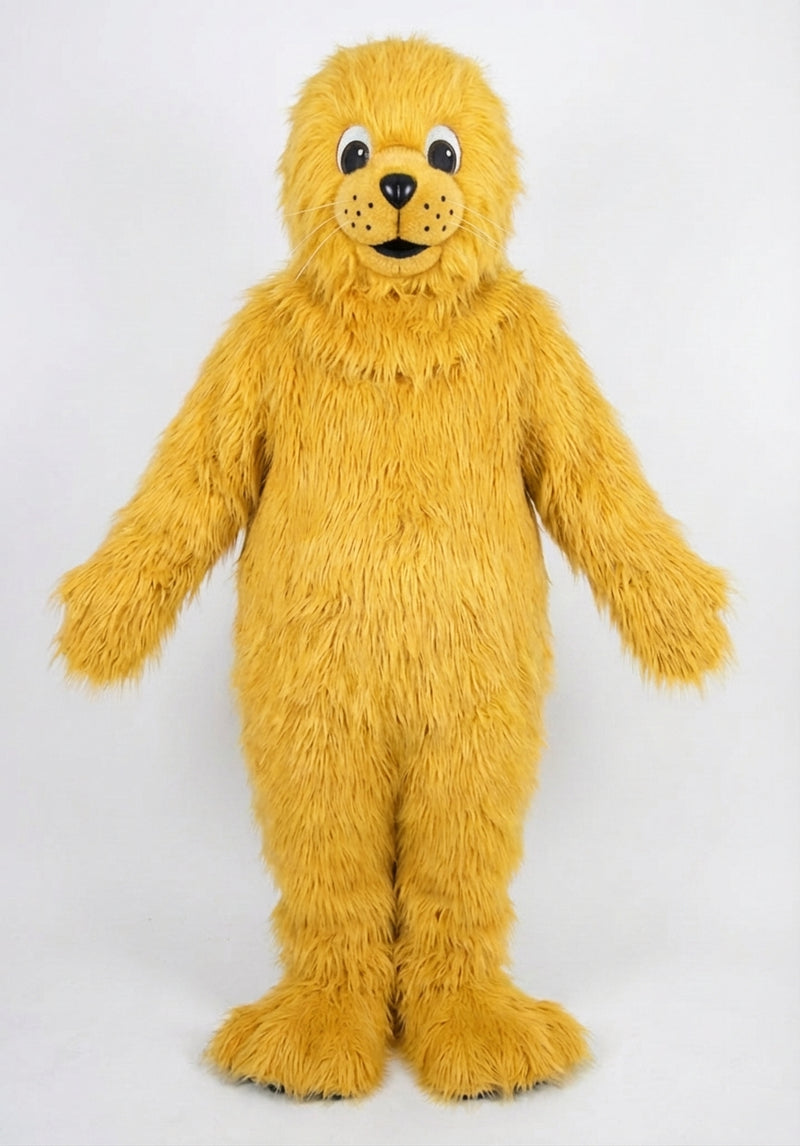 Brown Seal Mascot - Long fur / Yellow mascot costume