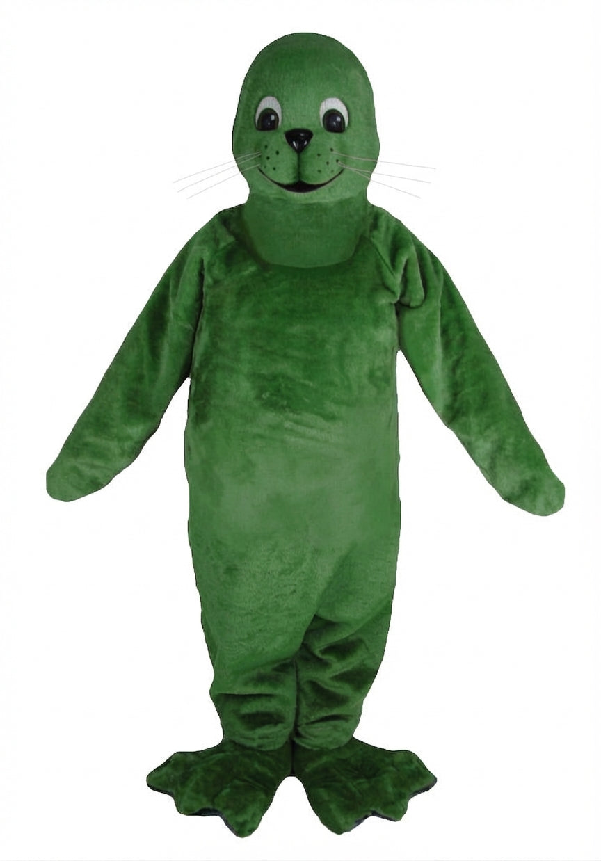 Brown Seal Mascot - Short fur / Green mascot costume