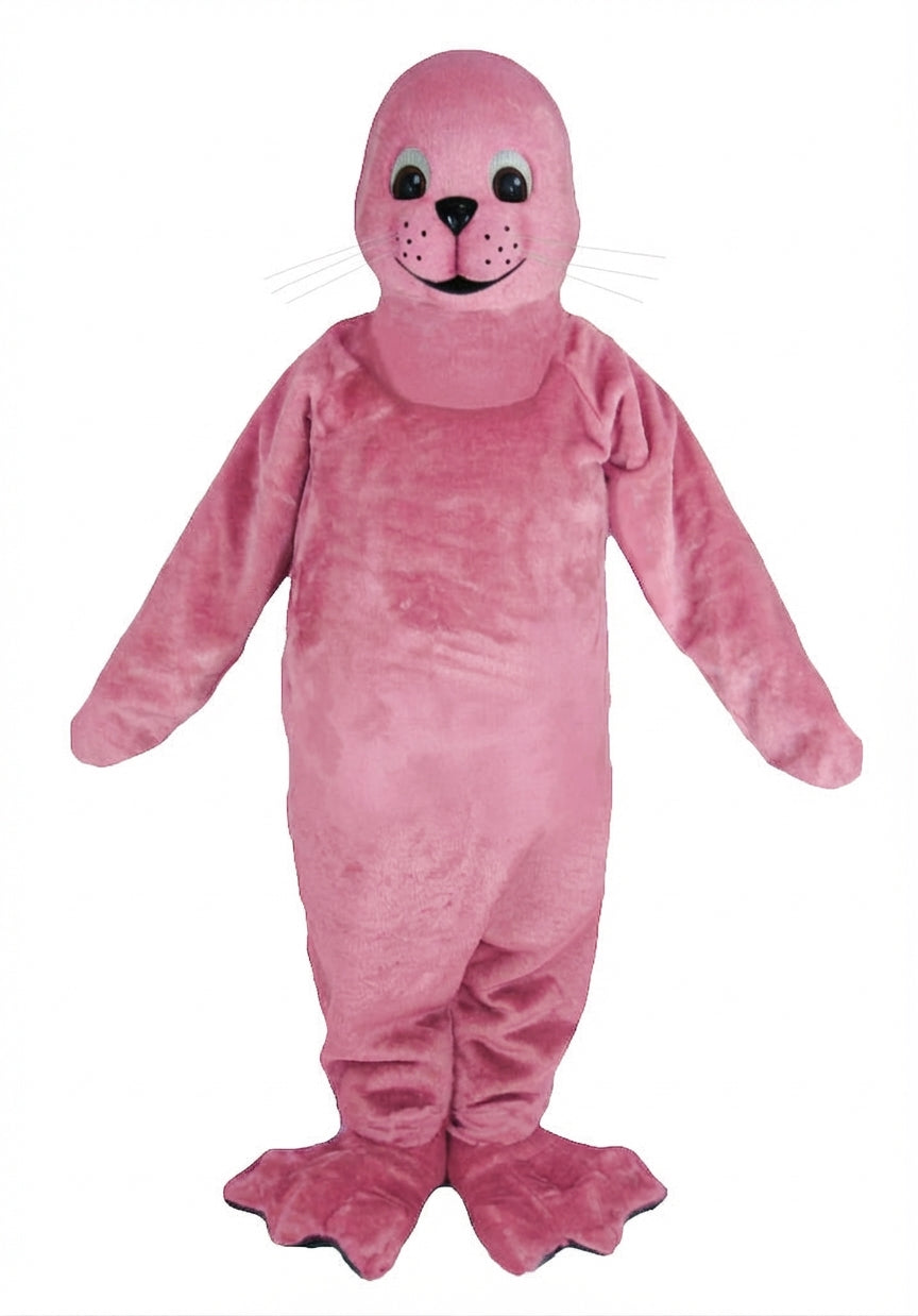 Brown Seal Mascot - Short fur / Pink mascot costume