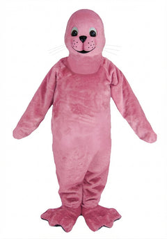 Brown Seal Mascot - Short fur / Pink mascot costume