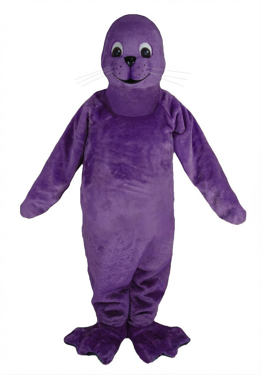 Brown Seal Mascot - Short fur / Purple mascot costume