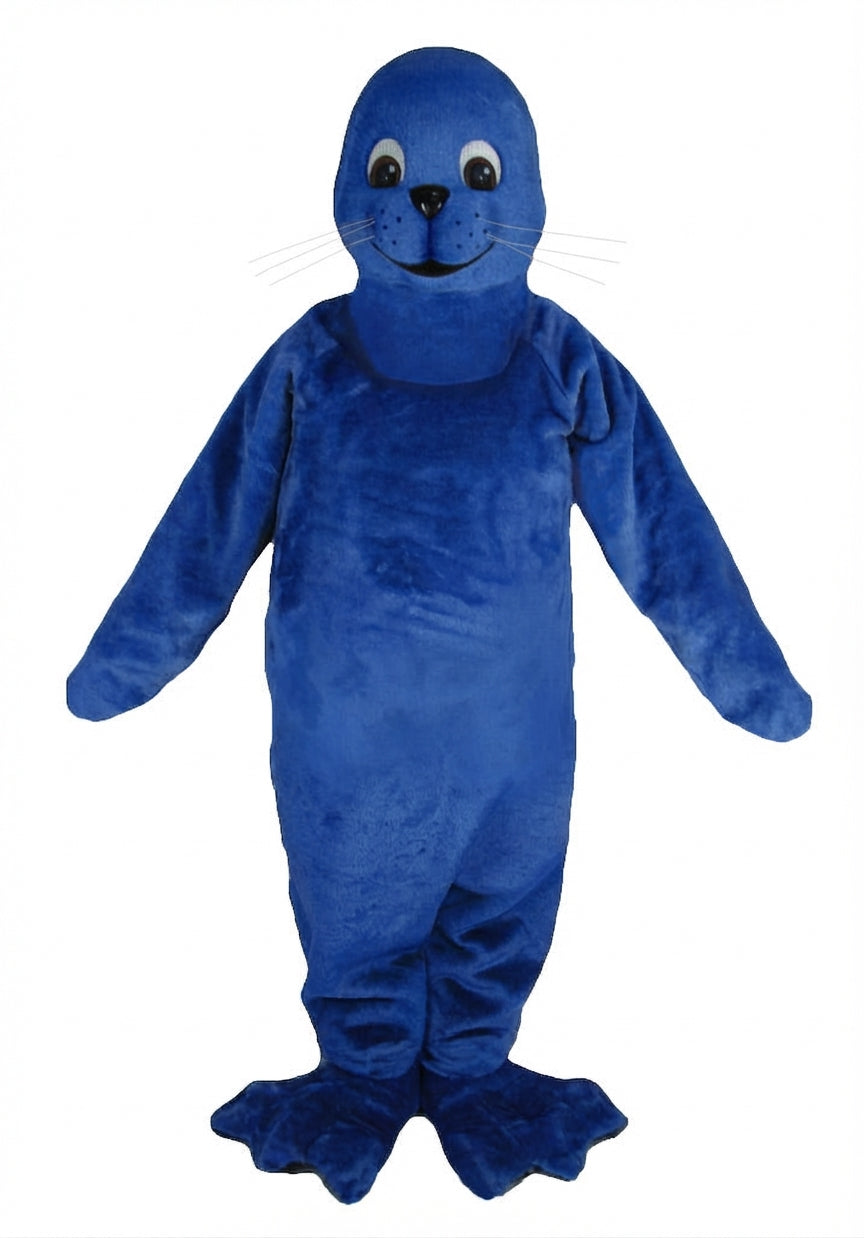 Brown Seal Mascot - Short fur / Royal blue mascot costume