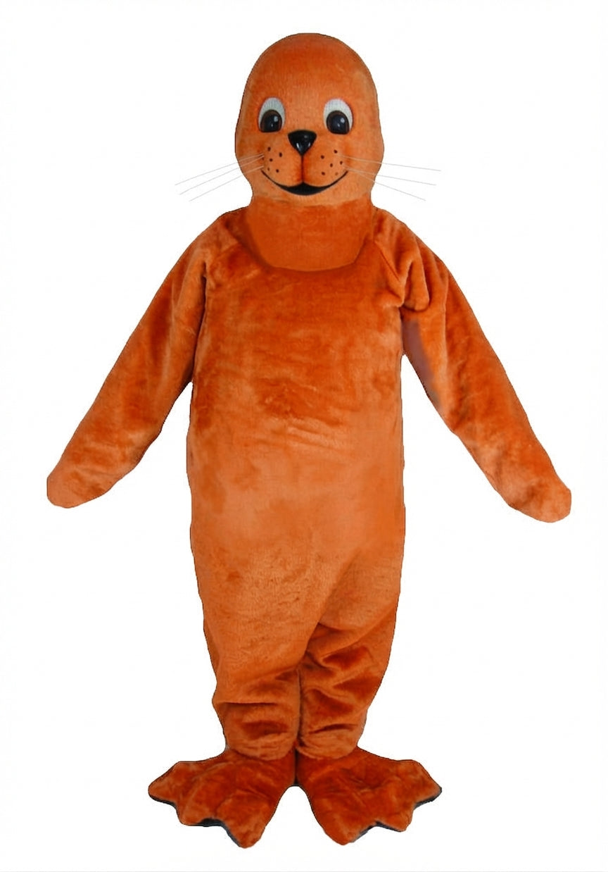 Brown Seal Mascot - Short fur / Tiger Orange mascot costume