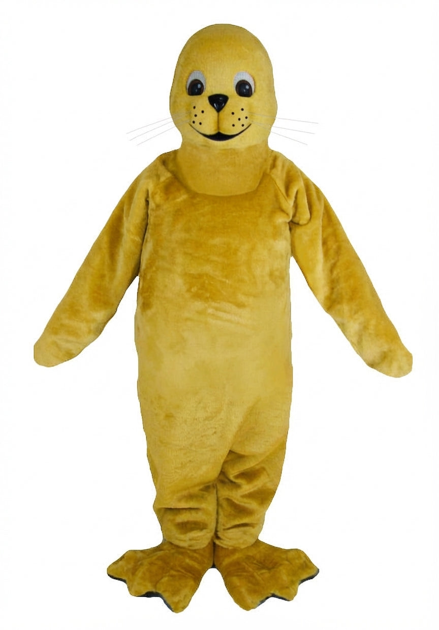 Brown Seal Mascot - Short fur / Yellow mascot costume