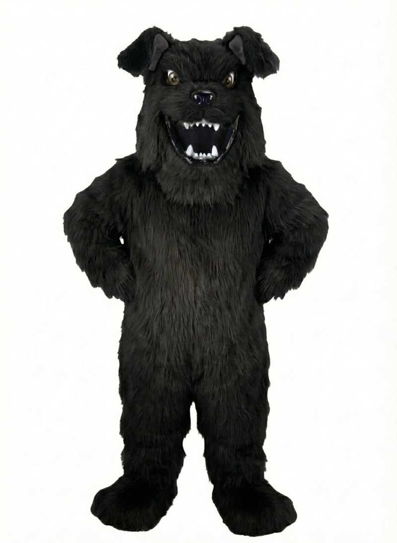 Bully Bulldog Mascot - Long fur / Black mascot costume