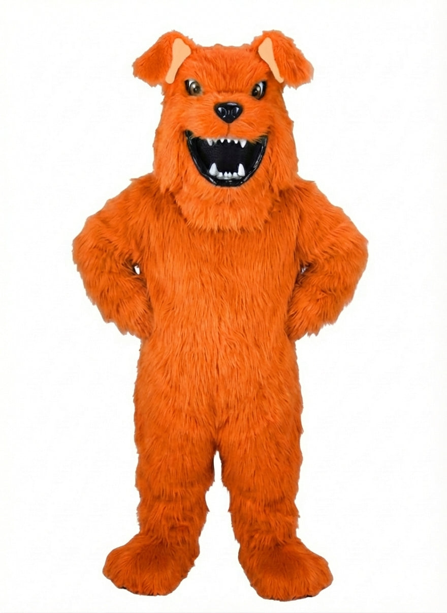 Bully Bulldog Mascot - Long fur / Bright Orange mascot costume