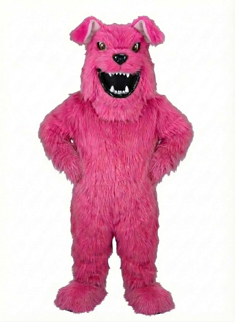 Bully Bulldog Mascot - Long fur / Bright Pink mascot costume