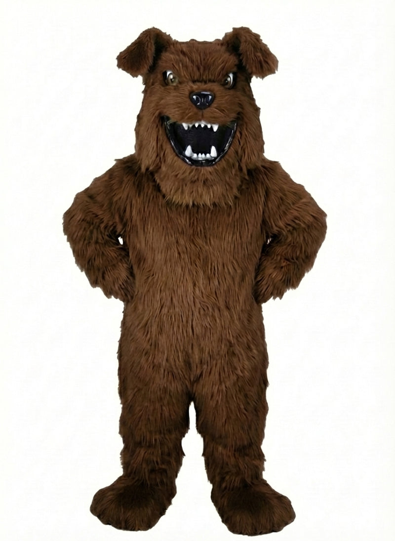 Bully Bulldog Mascot - Long fur / Dark Brown mascot costume