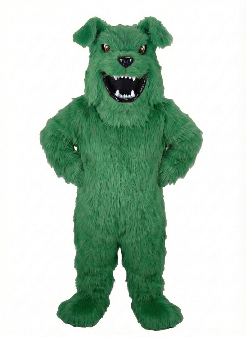 Bully Bulldog Mascot - Long fur / Green mascot costume