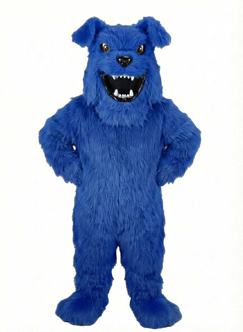Bully Bulldog Mascot - Long fur / Royal Blue mascot costume