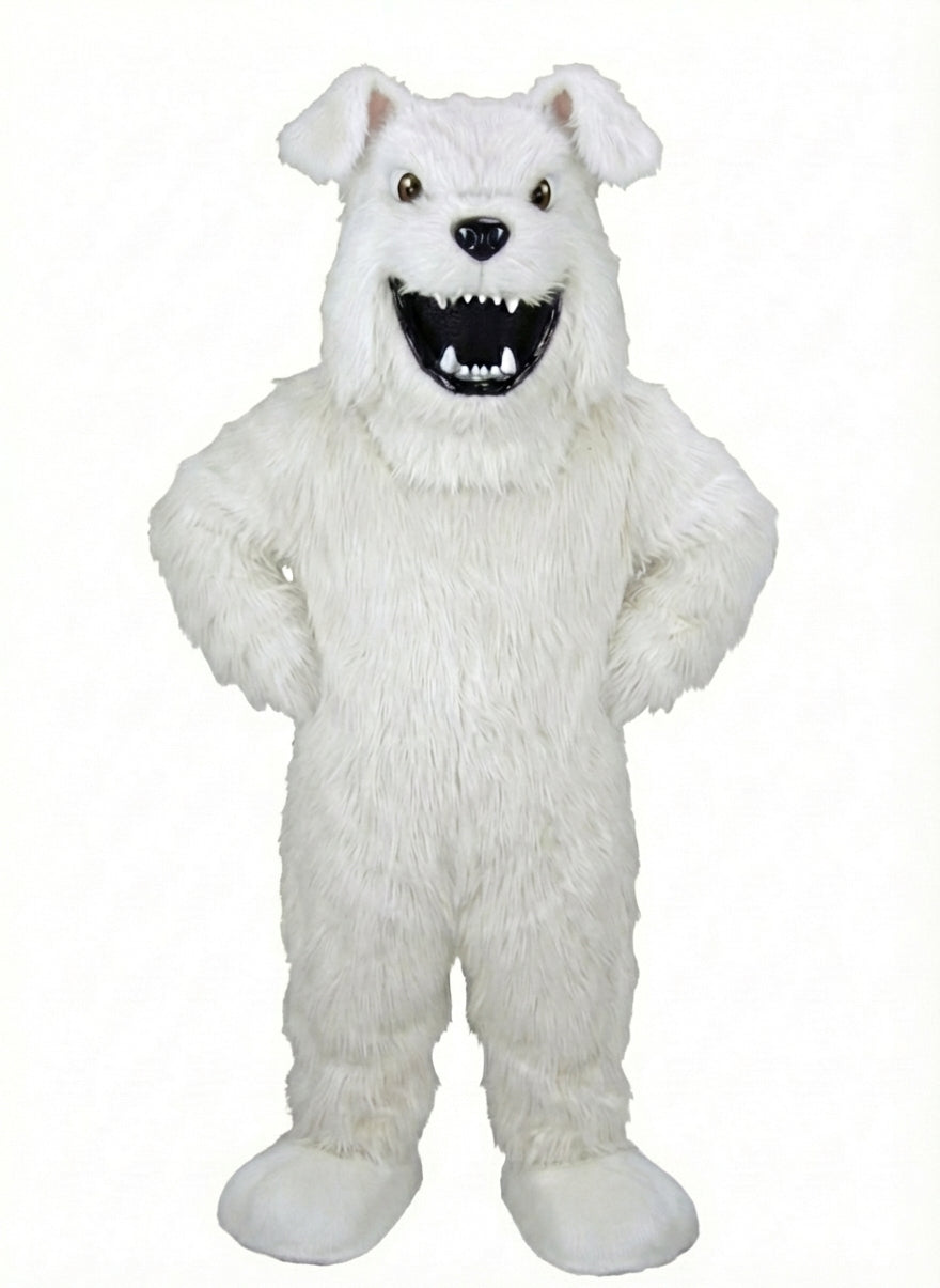 Bully Bulldog Mascot - Long fur / White mascot costume