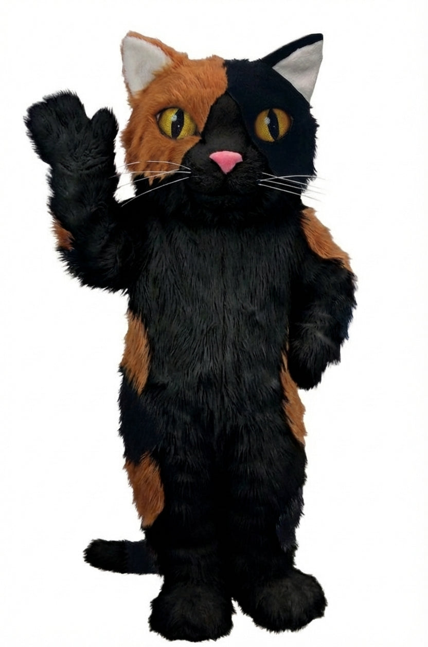 Calico Cat Mascot - Long fur / Black mascot costume