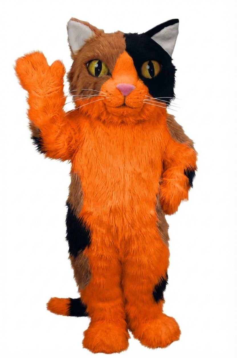 Calico Cat Mascot - Long fur / Bright Orange mascot costume