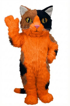 Calico Cat Mascot - Long fur / Bright Orange mascot costume