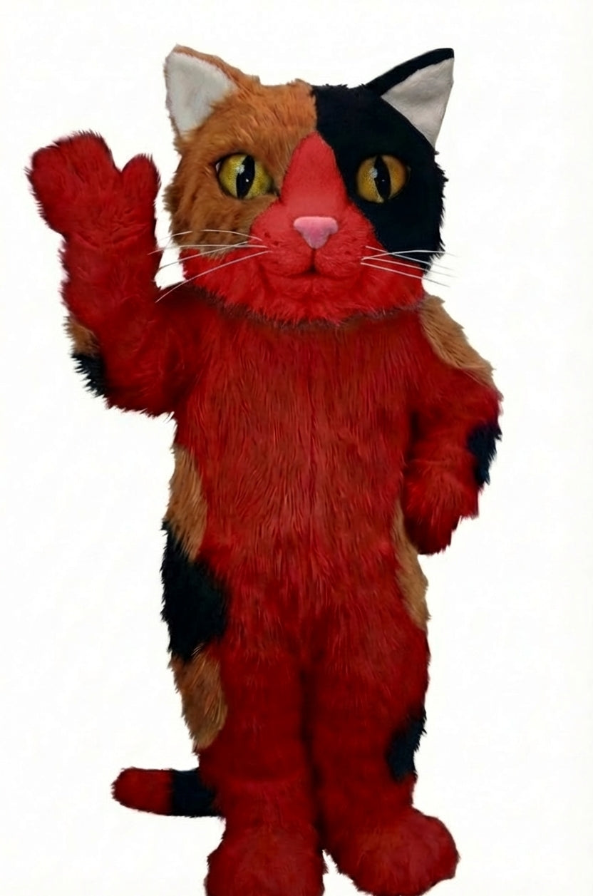 Calico Cat Mascot - Long fur / Red mascot costume