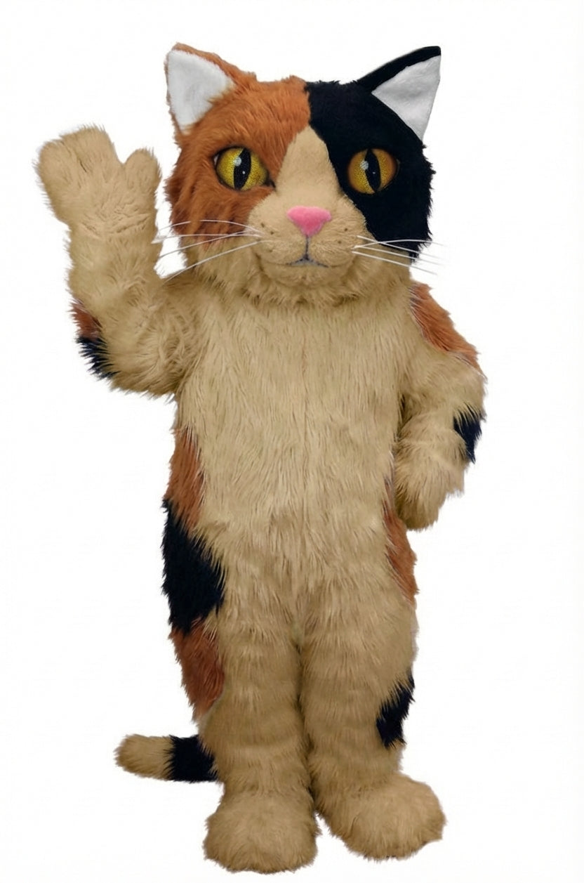 Calico Cat Mascot - Long fur / Tan mascot costume