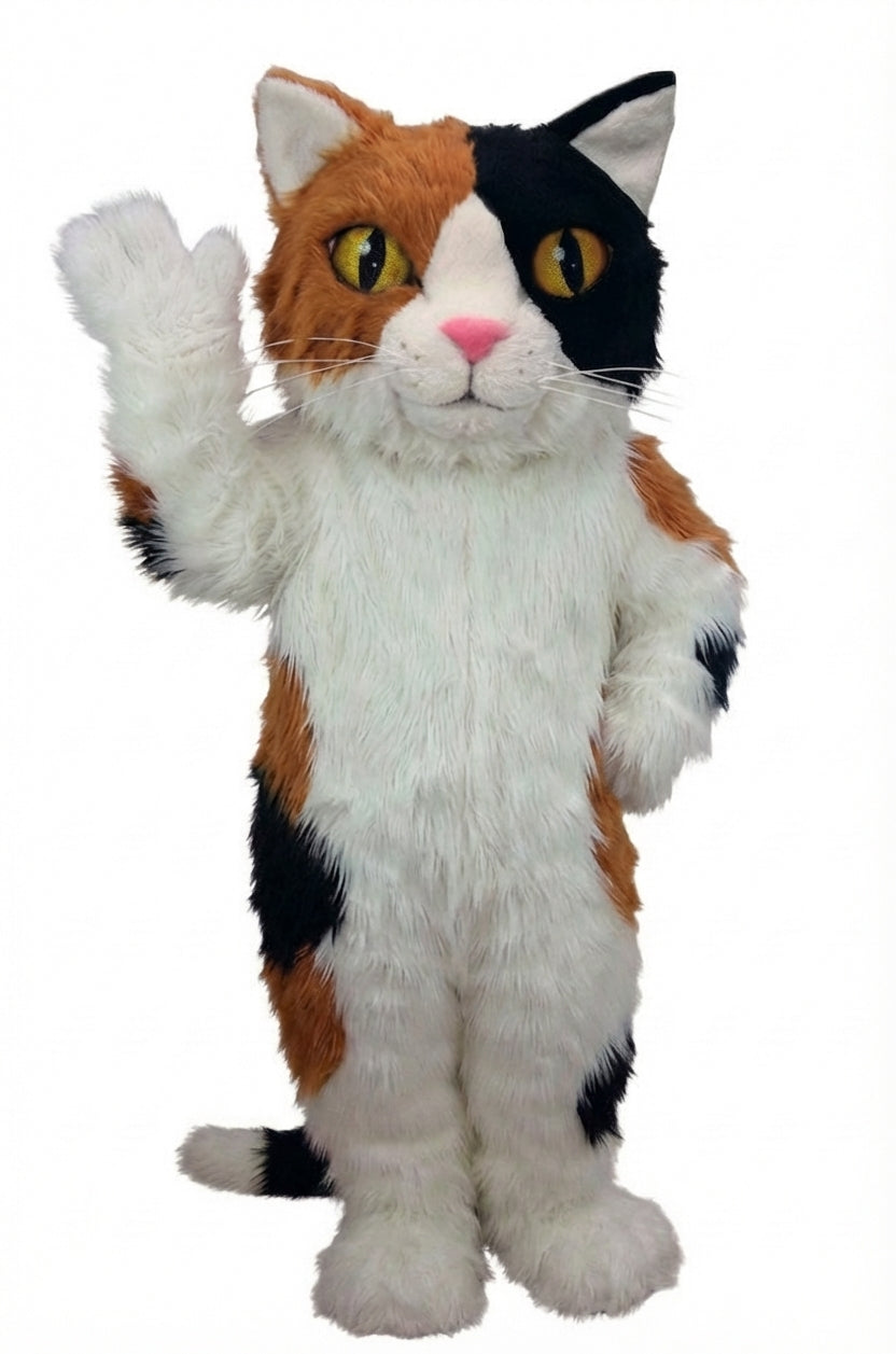Calico Cat Mascot - Long fur / White mascot costume