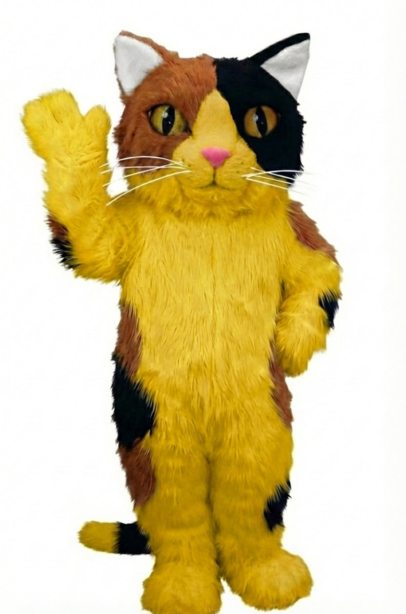 Calico Cat Mascot - Long fur / Yellow mascot costume