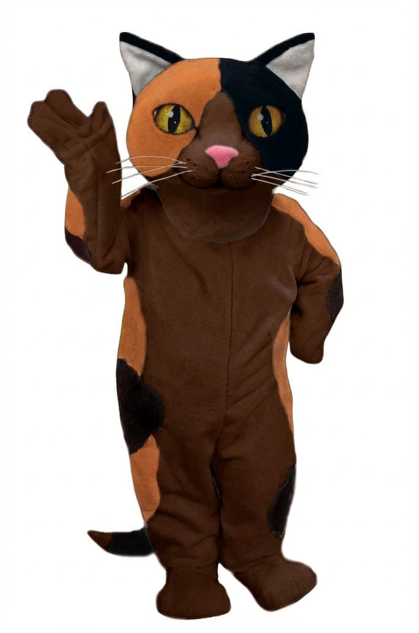 Calico Cat Mascot - Short fur / Chocolate Brown mascot costume