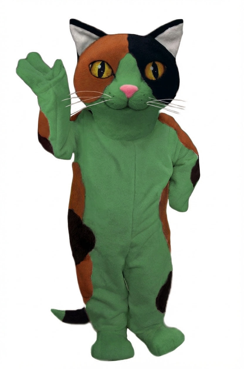 Calico Cat Mascot - Short fur / Green mascot costume