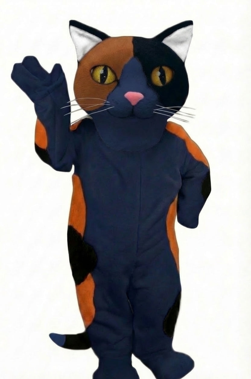 Calico Cat Mascot - Short fur / Navy Blue mascot costume