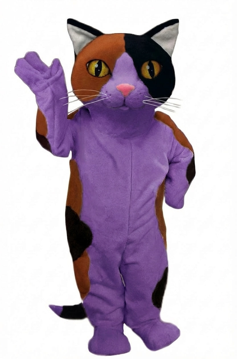 Calico Cat Mascot - Short fur / Purple mascot costume