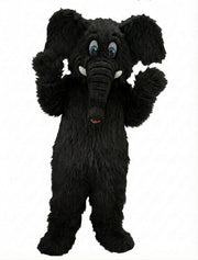 Cartoon Elephant Mascot - Long fur / Black mascot costume
