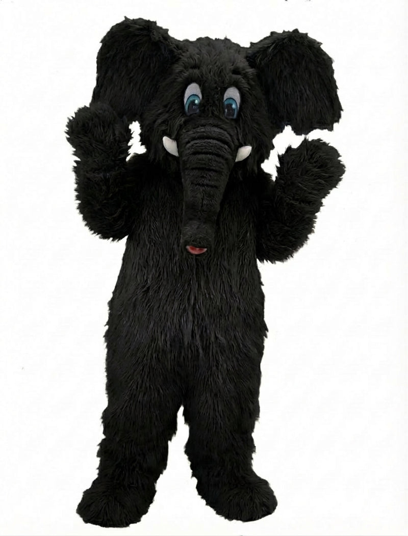 Cartoon Elephant Mascot - Long fur / Black mascot costume