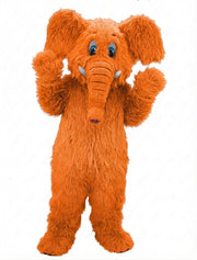 Cartoon Elephant Mascot - Long fur / Bright Orange mascot costume