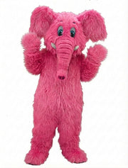 Cartoon Elephant Mascot - Long fur / Bright Pink mascot costume