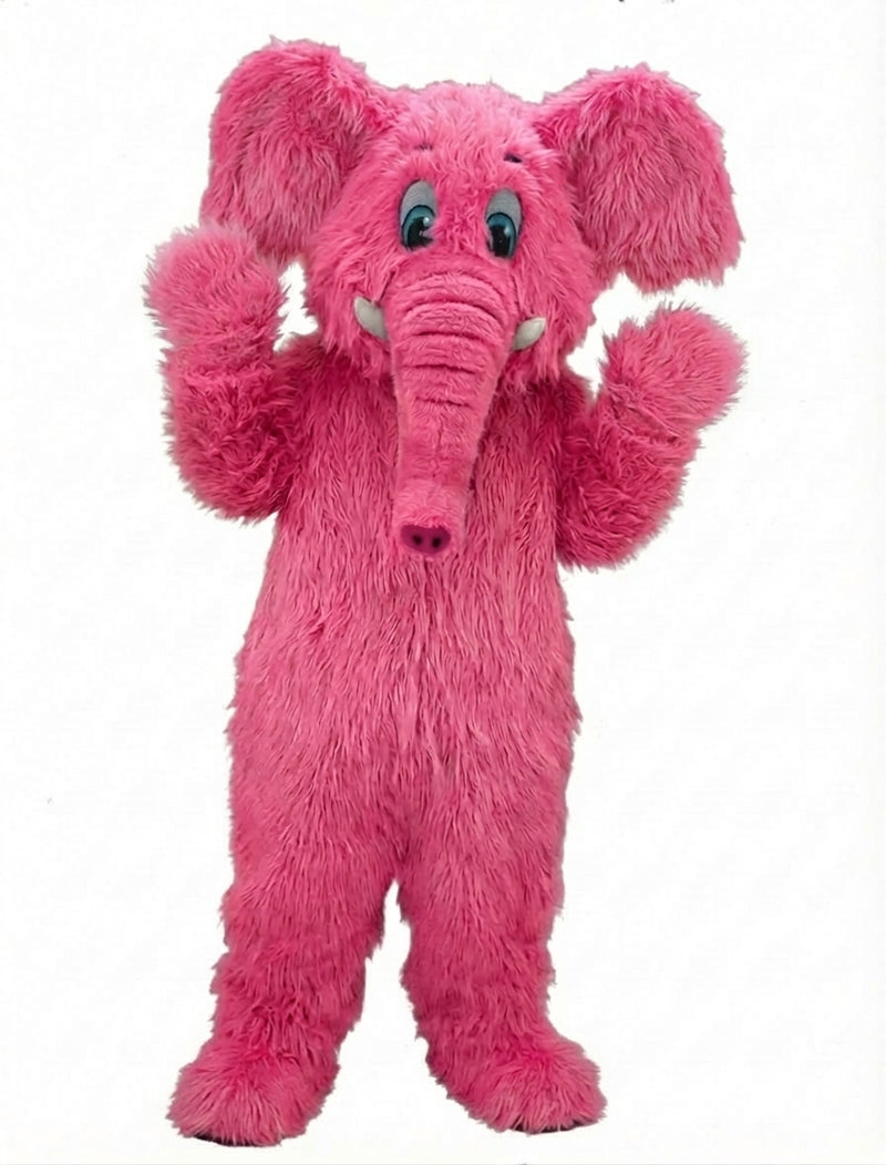 Cartoon Elephant Mascot - Long fur / Bright Pink mascot costume