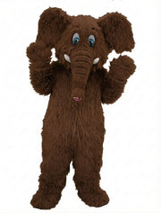 Cartoon Elephant Mascot - Long fur / Dark Brown mascot costume