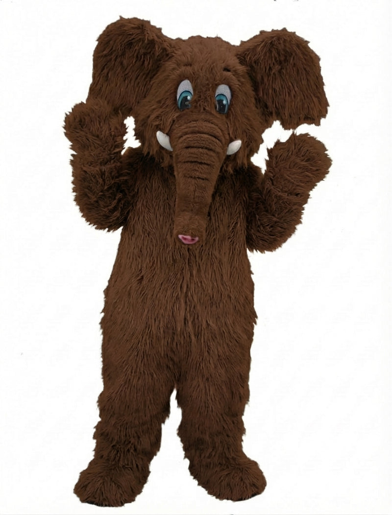 Cartoon Elephant Mascot - Long fur / Dark Brown mascot costume