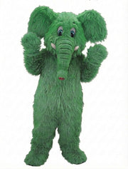 Cartoon Elephant Mascot - Long fur / Green mascot costume