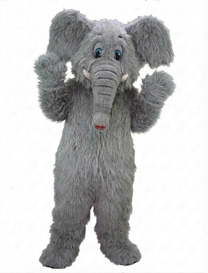 Cartoon Elephant Mascot - Long fur / Grey mascot costume