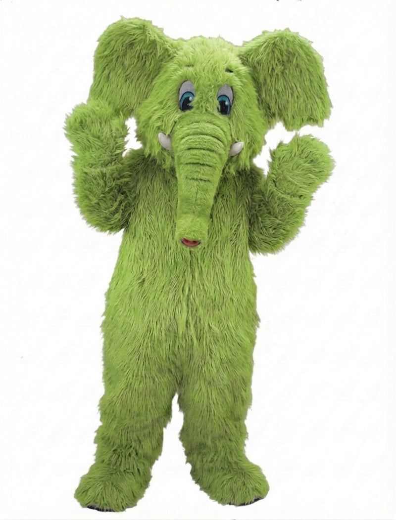 Cartoon Elephant Mascot - Long fur / Lime mascot costume