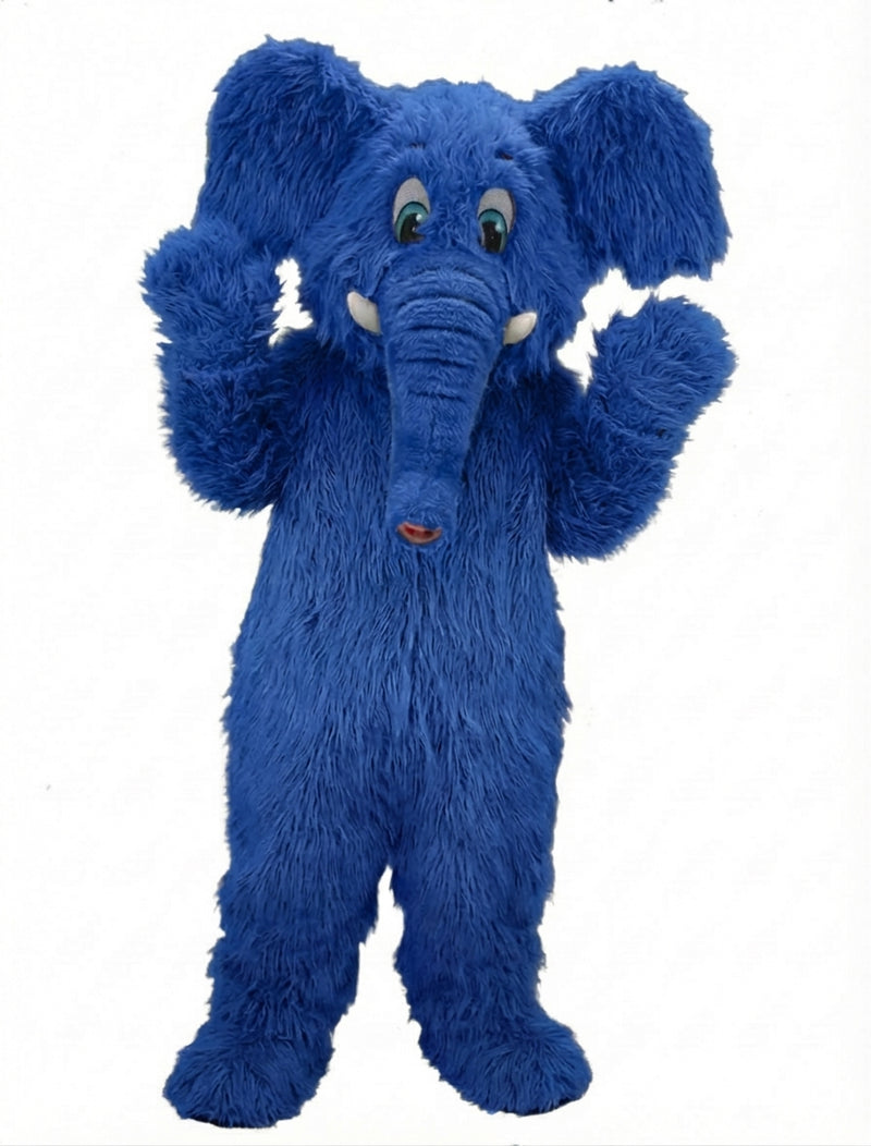 Cartoon Elephant Mascot - Long fur / Royal Blue mascot costume