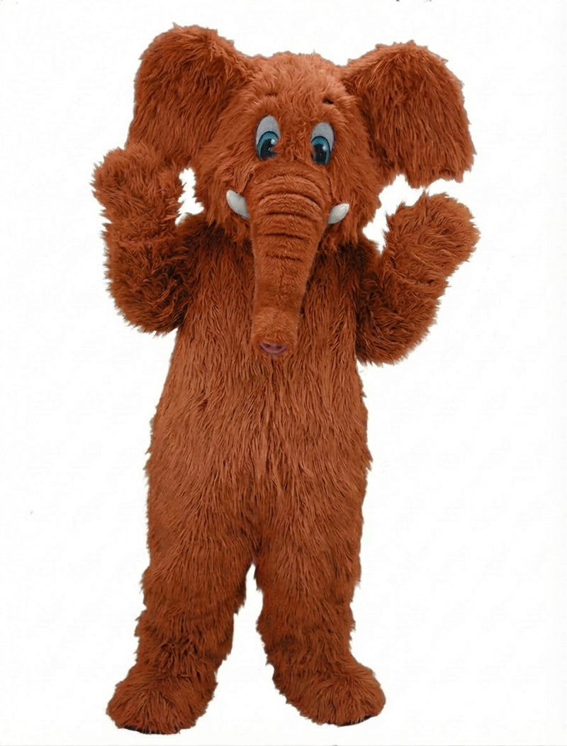 Cartoon Elephant Mascot - Long fur / Rust mascot costume
