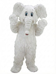 Cartoon Elephant Mascot - Long fur / White mascot costume