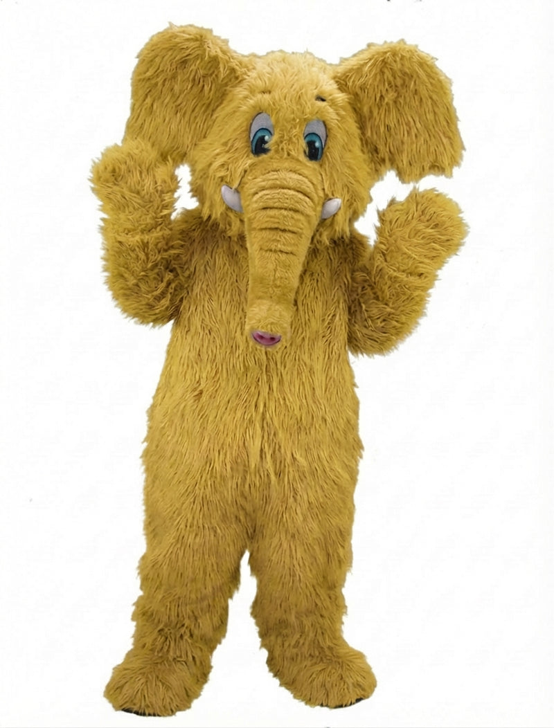 Cartoon Elephant Mascot - Long fur / Yellow mascot costume