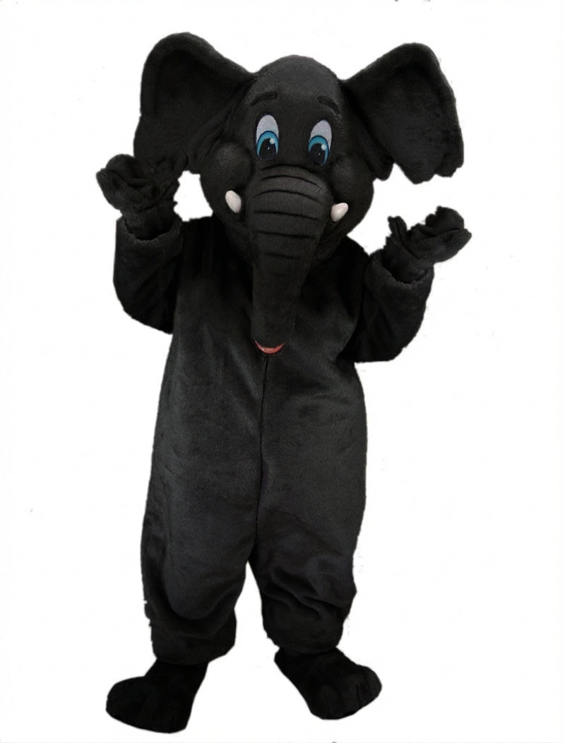 Cartoon Elephant Mascot - Short fur / Black mascot costume