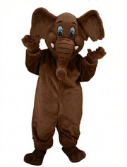 Cartoon Elephant Mascot - Short fur / Chocolate Brown mascot costume